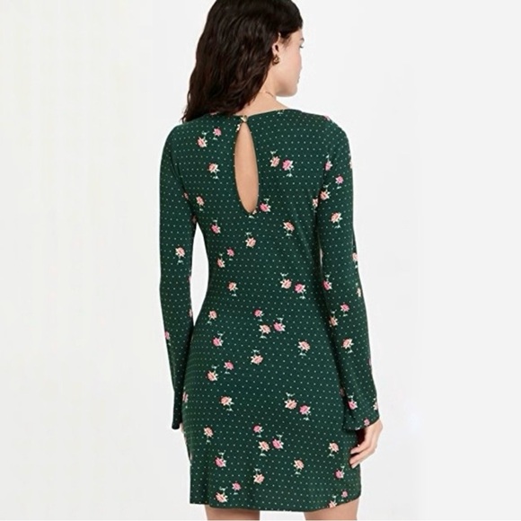 Free People Celia Mini Dress In Emerald Jewel Combo - Picture 3 of 7